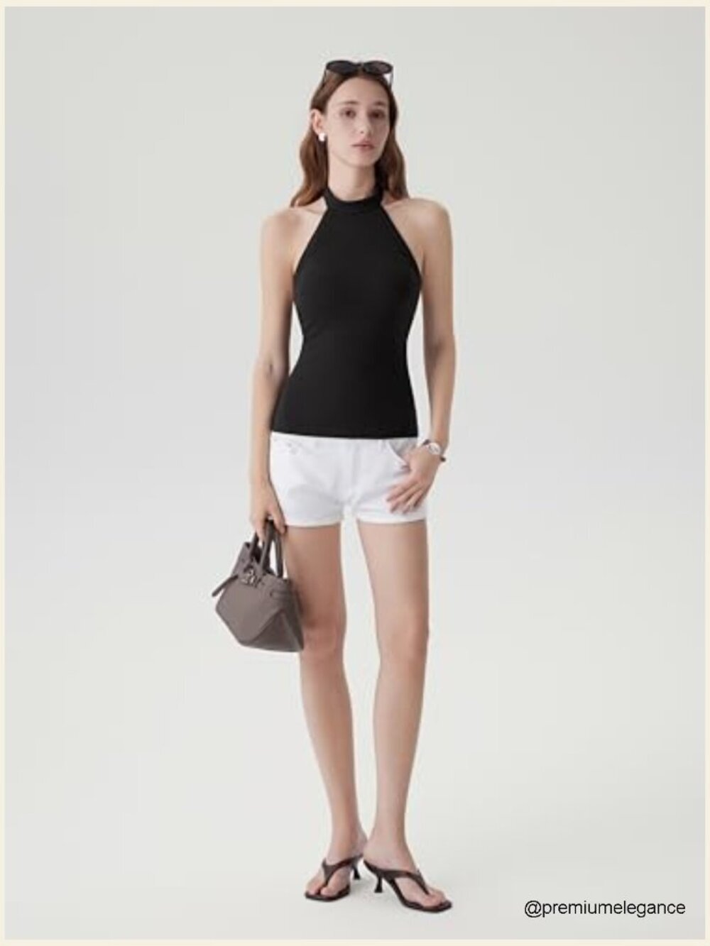 Padded Halter Tank Top Ribbed High Neck Backless - Picture 6 of 7